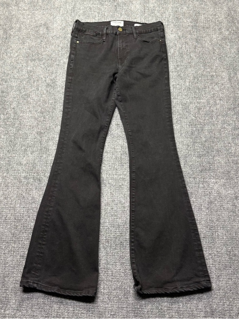 Frame Jeans Womens 32 Black Le High Flare in Vian USA Made Hippie Boho